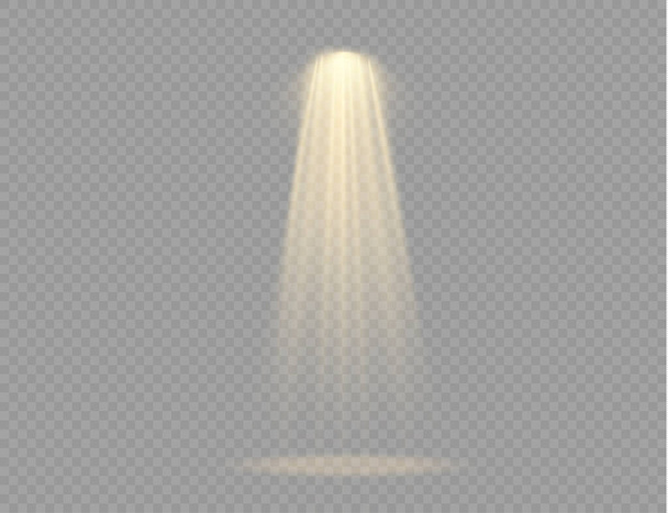 Spotlight projector, light effect with yellow rays - Vector, Image