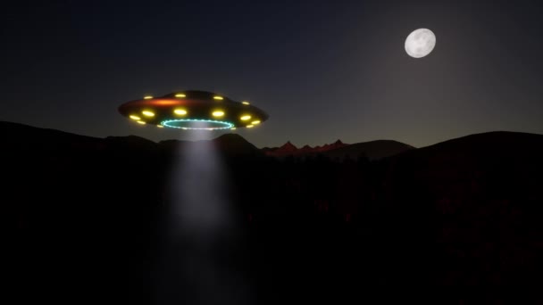 Fantasy UFO and Moon light Future technology Flying spaceship Night stars - Filmmaterial, Video