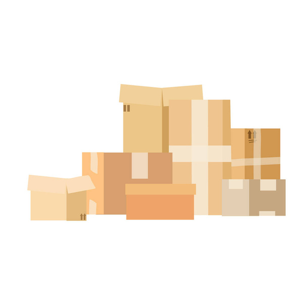 Stacked cardboard boxes - Vector, Image