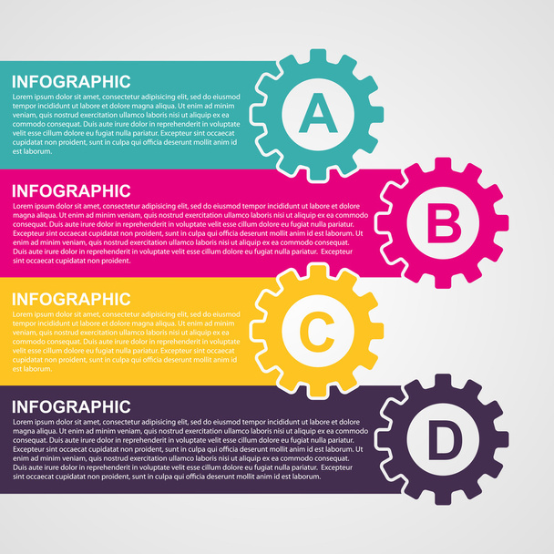 Infographic design style colorful gears. - Vector, Image
