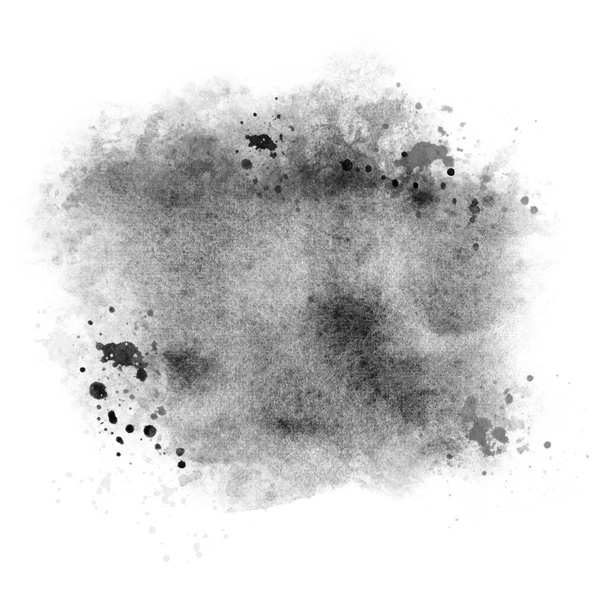 ブラックスポットペイント。水彩紙の上の黒い木のスポット - 写真・画像