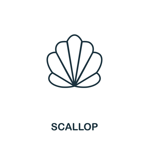 Scallop icon. Simple illustration from seafood collection. Creative Scallop icon for web design, templates, infographics and more. - Vector, Image