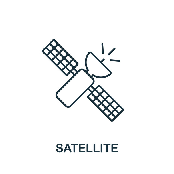 ロシアコレクションの衛星アイコン。テンプレート、ウェブデザイン、インフォグラフィックのためのシンプルなライン衛星アイコン. - ベクター画像
