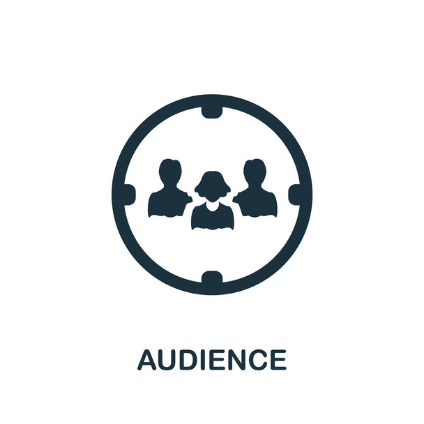 Publikumsikone. Einfache Illustration aus der Social Media Sammlung. Monochromes Audience-Symbol für Webdesign, Vorlagen und Infografiken. - Vektor, Bild