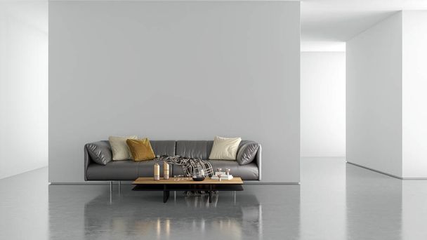Illustration 3D rendering large luxury modern bright interiors Living room mockup computer digitally generated image - Photo, Image
