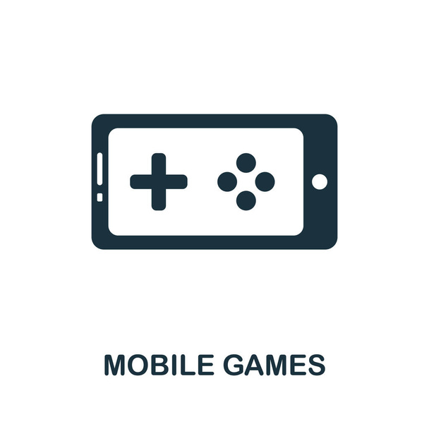 Icono de Mobile Games de la colección de videojuegos. Icono de juegos móviles de línea simple para plantillas, diseño web e infografías. - Vector, imagen