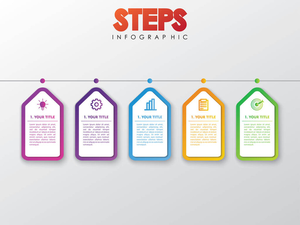 Časová osa Infographics Design Vector, Workflow Layout, Diagram, Výroční zpráva, Web Design. 5 Možnosti, kroky nebo procesy podnikatelské koncepce - Vektor, obrázek