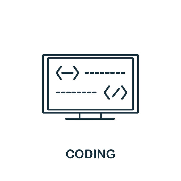 Icona di codifica. Simbolo di codifica semplice degli elementi di linea per modelli, web design e infografica. - Vettoriali, immagini