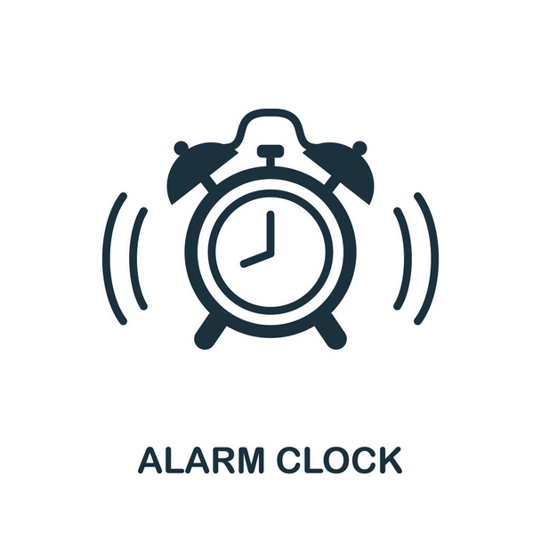 Alarm Clock icon. Simple illustration from well sleep collection. Monochrome Alarm Clock icon for web design, templates and infographics. - Vektor, Bild