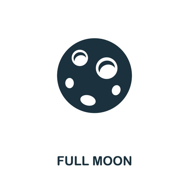 Full Moon icon. Simple illustration from well sleep collection. Monochrome Full Moon icon for web design, templates and infographics. - Vector, Image