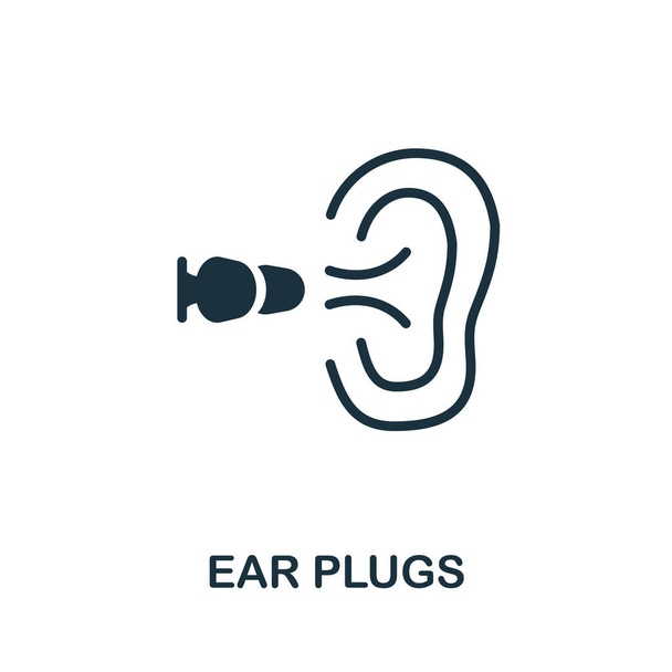Ear Plugs icon. Simple illustration from well sleep collection. Monochrome Ear Plugs icon for web design, templates and infographics. - Vector, Image