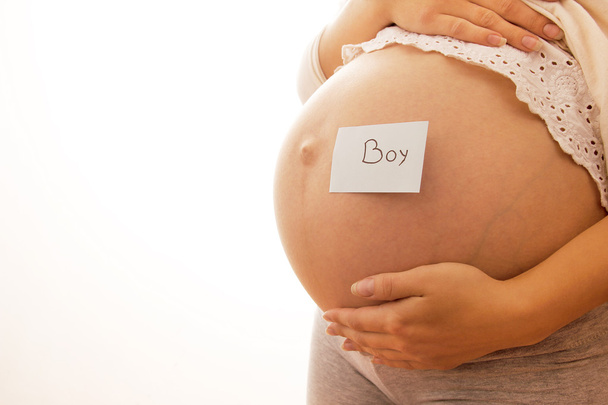 Schwangere mit Aufklebern - Foto, Bild