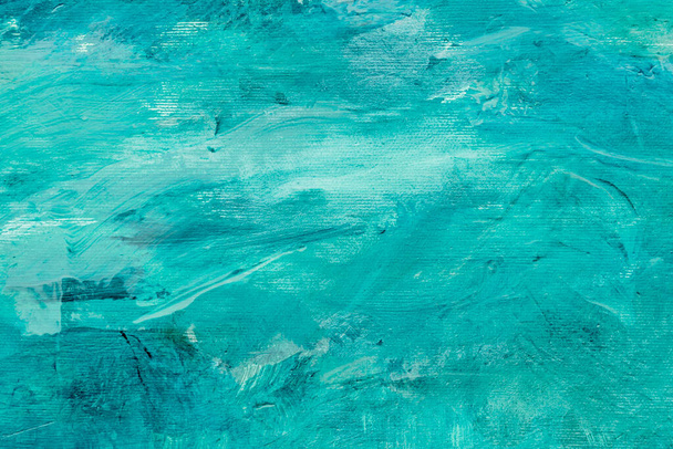 Blue turquoise abstract painting background grunge stained, canvas texture  - Foto, Imagen