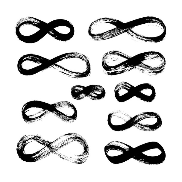 Infinity signs set of black ink freehand. 10 different options. - Φωτογραφία, εικόνα