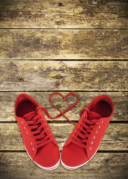 Heart-shaped red shoelaces  - Photo, Image