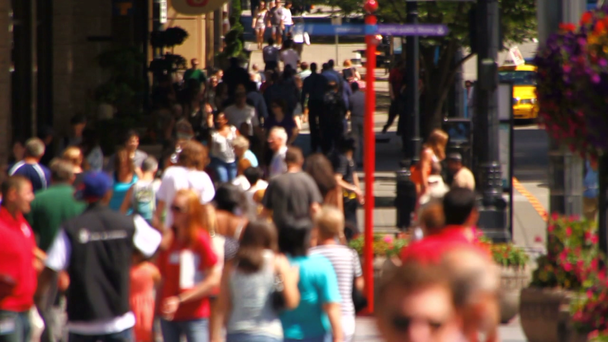 Stad voetgangers lopen door in de stad - Video