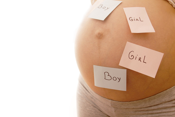 Pregnant woman with stickers - Zdjęcie, obraz
