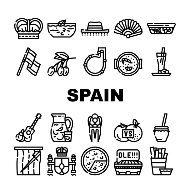 İspanya Ulus Mirası Koleksiyon Simgeleri Vektörü Ayarladı - Vektör, Görsel
