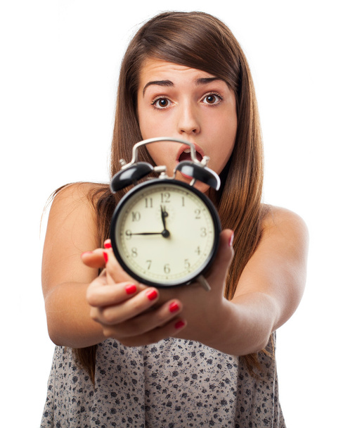Woman holding alarm clock - Photo, Image