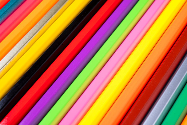 Colored pencils pattern. Set of multicolored pencils background texture. Color pencils set - Φωτογραφία, εικόνα