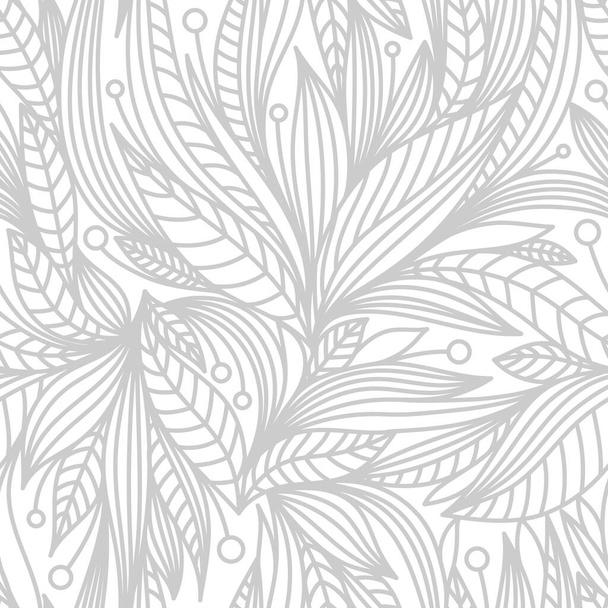 WHITE SEAMLESS PATTERN WITH GRAY ORNAMENT IN VECTOR - Wektor, obraz
