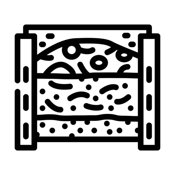 couches de matériau dans l'illustration vectorielle d'icône de ligne de compostage - Vecteur, image