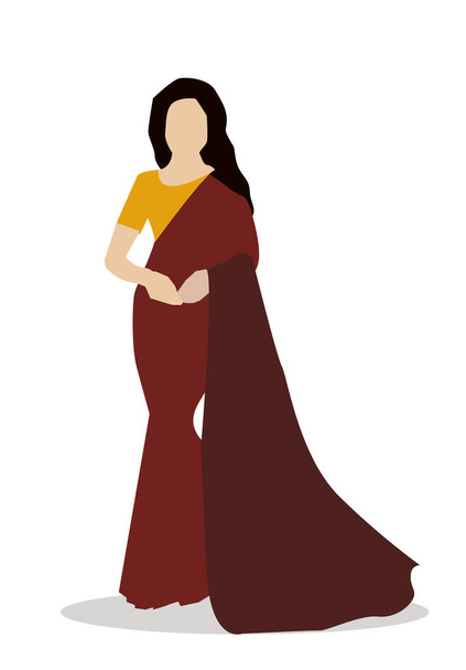 Modern Indian woman in a beautiful traditional saree with white back ground Illustration concept - 写真・画像
