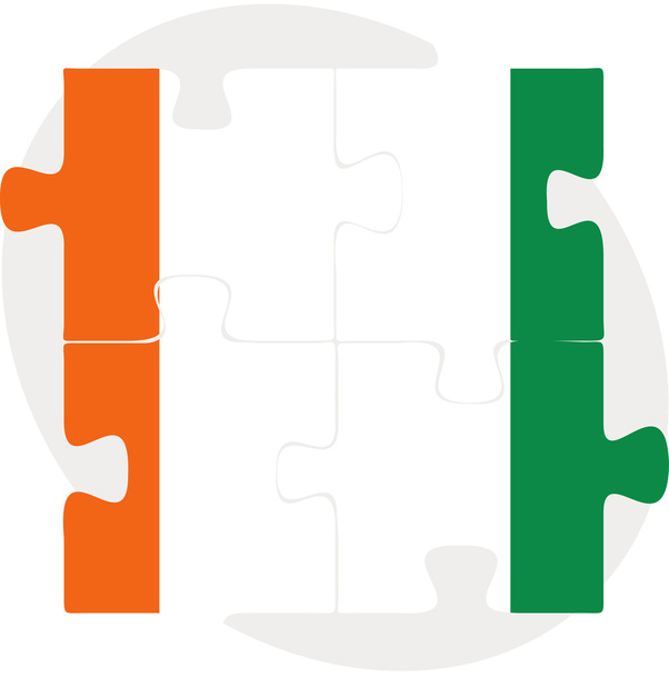 Ivory Coast Flag in puzzle - Vector, Image