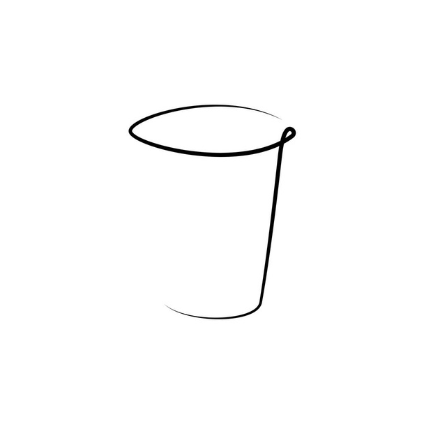 Wodka-Weinglas auf weißem Hintergrund. Grafische Entwürfe. Schwarz eine Linie Zeichenstil. Handgezeichnetes Bild. Alkoholgetränkekonzept für Restaurant, Café, Party. Freihändiger Zeichenstil - Vektor, Bild