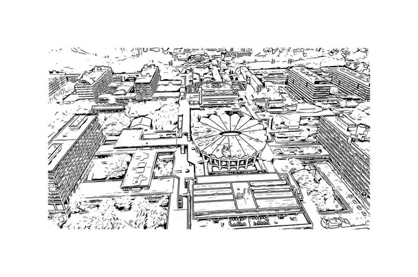 Print Building vista com marco de Bochum é uma cidade no oeste da Alemanha. Desenho desenhado à mão ilustração em vetor. - Vetor, Imagem