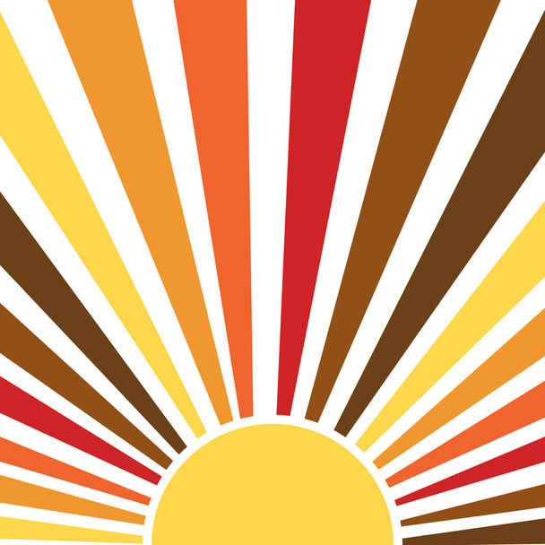 Пусть солнечный свет в стиле ретро иллюстрация с красочными (оранжевый, желтый, красный, коричневый) солнечными лучами на белом фоне для любителей лета - Фото, изображение