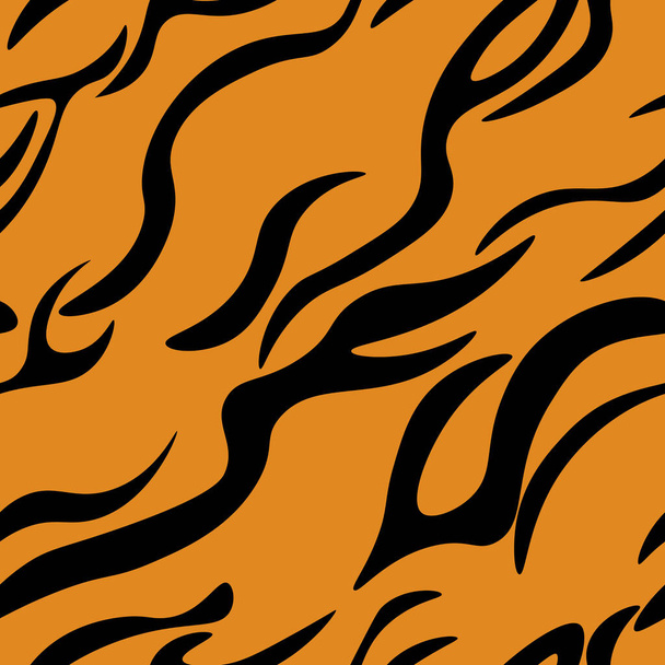 бесшовный рисунок печати животных, вектор кожи животных тигр фон черные полосы на оранжевый вектор иллюстрации - Вектор,изображение