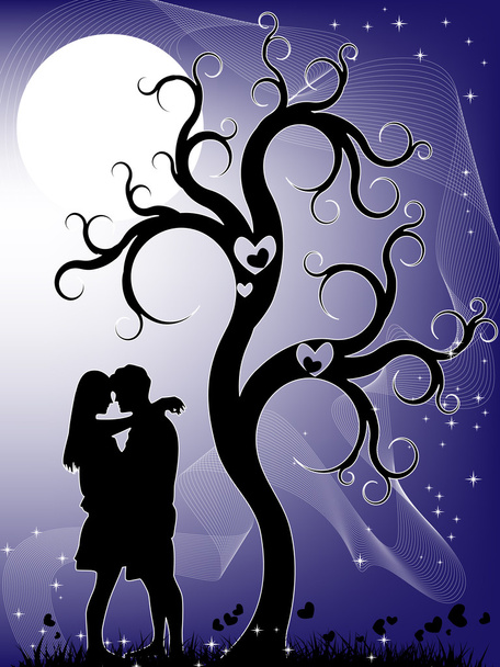 Couple at night - Vector, Image