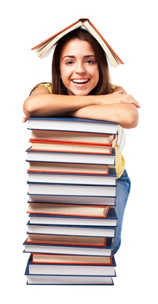 Молодая женщина с книгами
 - Фото, изображение