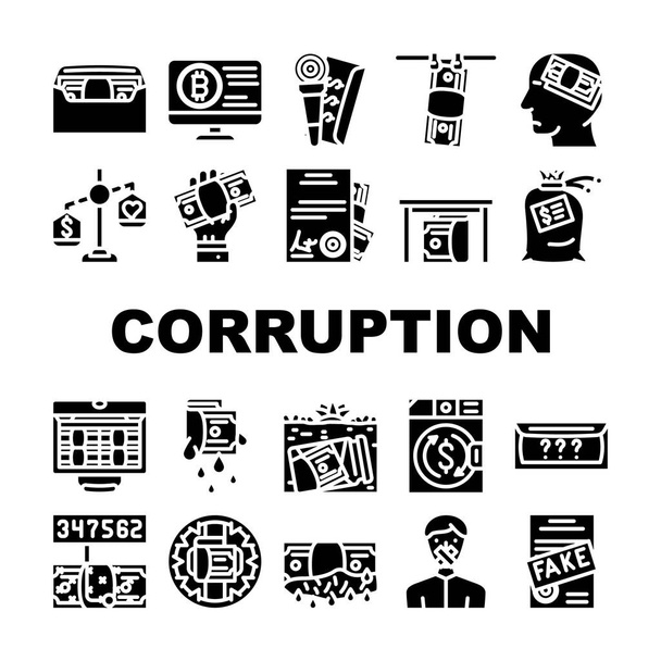 Collecte de problèmes de corruption Icônes Set vectoriel - Vecteur, image