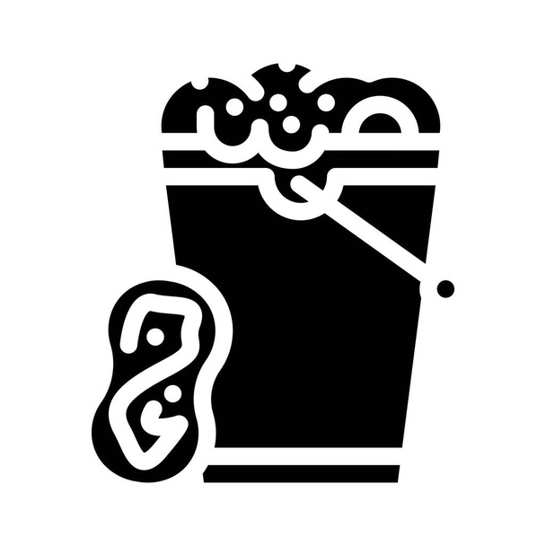 pěnová voda a houba pro autoleštění ikony glyf vektorové ilustrace - Vektor, obrázek