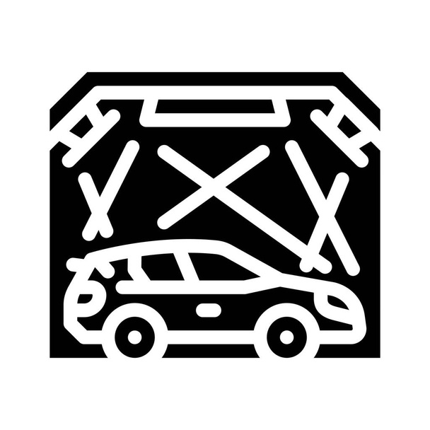 κιβώτιο γκαράζ για τη στίλβωση αυτοκινήτων glyph εικόνα διάνυσμα - Διάνυσμα, εικόνα
