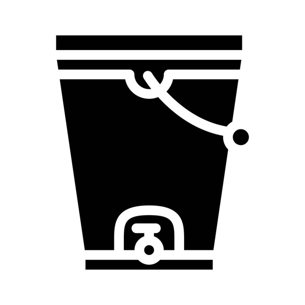 composting bucket glyph icon vector illustration - Vector, Image