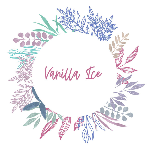 Round banner with watercolor wild floral elements - Vector, afbeelding