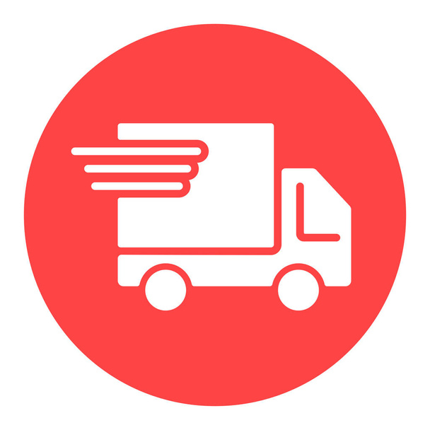Fast shipping delivery truck vector flat white glyph icon. E-commerce sign. Graph symbol for your web site design, logo, app, UI - Vector, Image