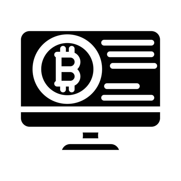 bitcoin elektronická měna glyf ikona vektor ilustrace - Vektor, obrázek