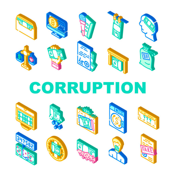 Collecte de problèmes de corruption Icônes Set vectoriel - Vecteur, image