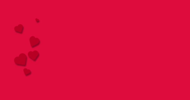 Mídia social Estilo ao vivo corações animados isolados em fundo vermelho.. animação de resolução 4K. Animação do coração dia dos namorados. Banner com espaço de cópia. - Filmagem, Vídeo