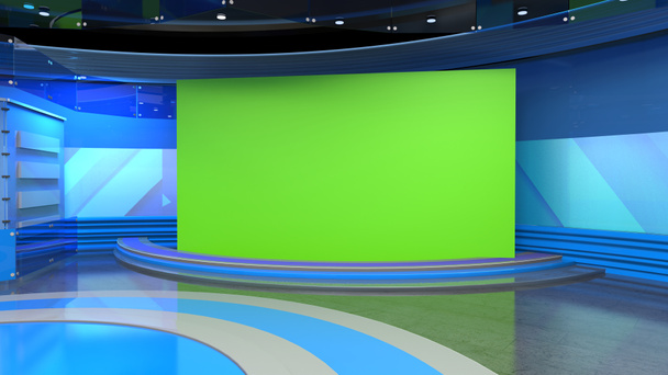News Studio, Hintergrund für TV-Shows .TV auf Wall.3D Virtual News Studio Hintergrund, 3D-Illustration - Foto, Bild