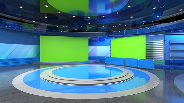Uutiset Studio, Tausta TV-ohjelmat .TV Wall.3D Virtual News Studio Tausta, 3d kuvitus - Valokuva, kuva