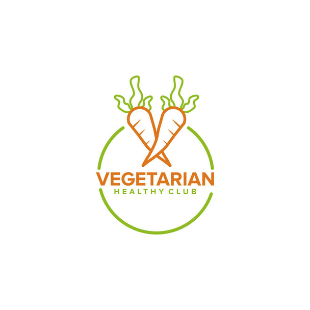 Kasvissyöjä klubin logo sisällytetty porkkana kuvake vektori malli - Vektori, kuva