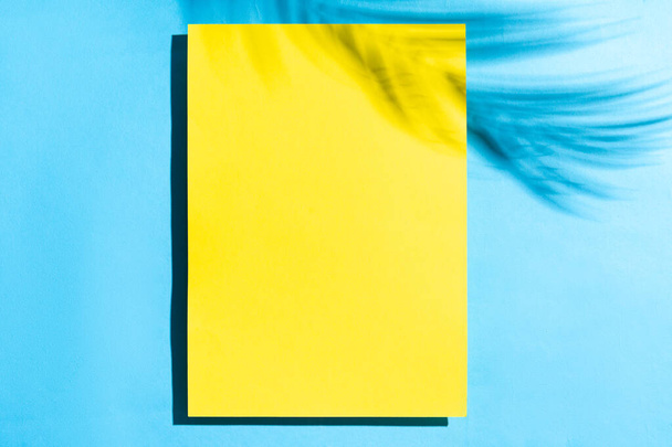 Summer background with blank yellow paper - Photo, Image