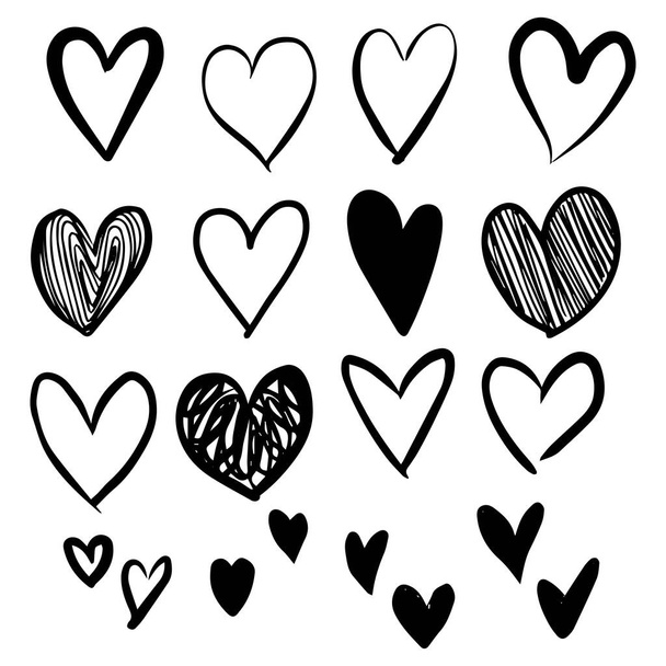 Coleção de corações Doodle. mão desenhada coração de amor. ilustração vetorial - Vetor, Imagem