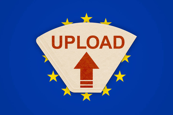 Een symbolische illustratie van een uploadfilter van de Europese Unie - Foto, afbeelding