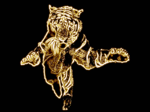 Jumpin' Tiger Design Golden Edition - Vector, Image